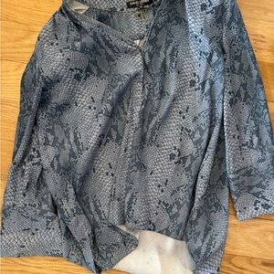 David Lerner Blue Snake Print Blouse